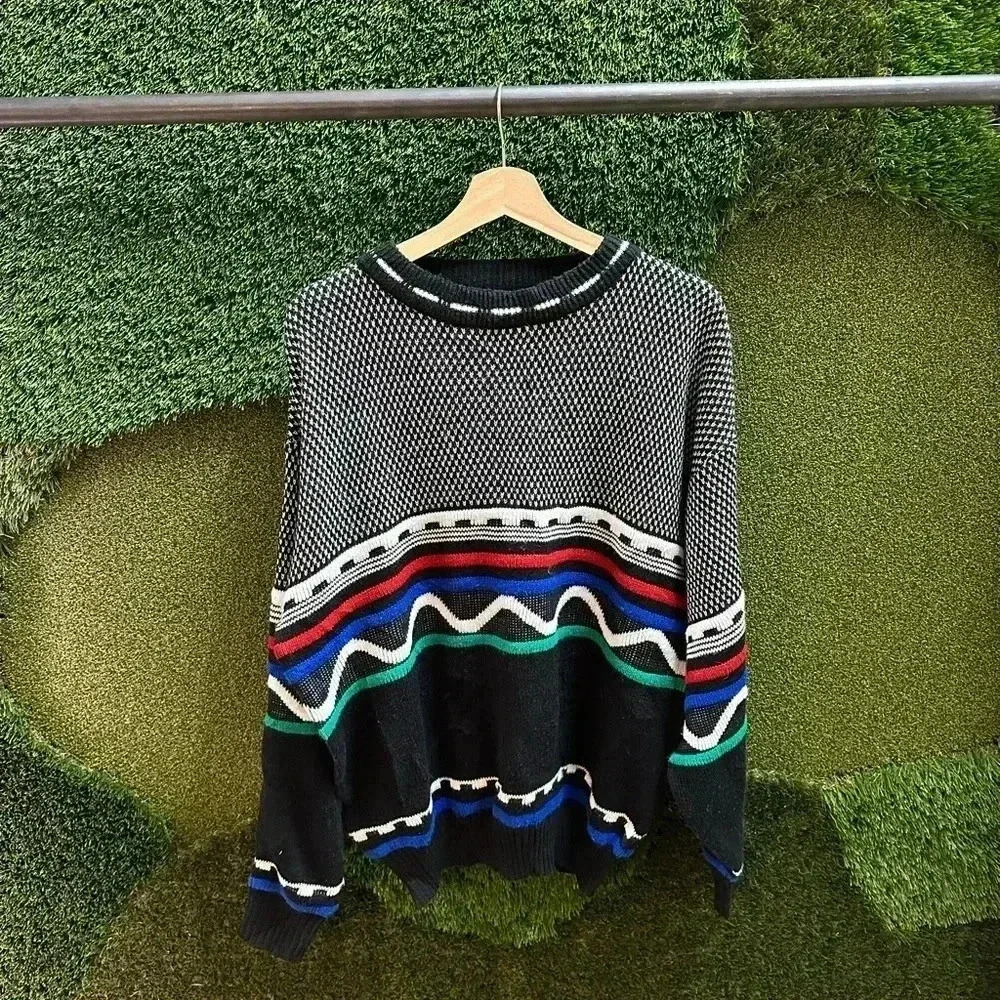 Vintage Entourage  Textured Abstract Sweater Large